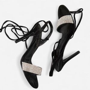 Shoe Republic LA Black Heels with Sparkling Strap
